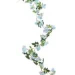 Slinger Met Bloemen Blauw 170cm met groene takjes