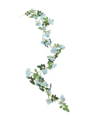 Slinger Met Bloemen Blauw 170cm met groene takjes