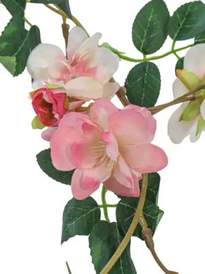 Slinger Met Bloemen Roze 175cm met groene takjes
