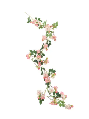 Slinger Met Bloemen Roze 175cm met lichtroze en witroze bloemen