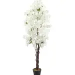 Witte Kunstboom Bougainvillea 150cm met helderwitte bloemen en weelderige kruin.