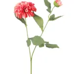 Dahlia Kunstbloem Rood Wit met grote en kleine bloem.