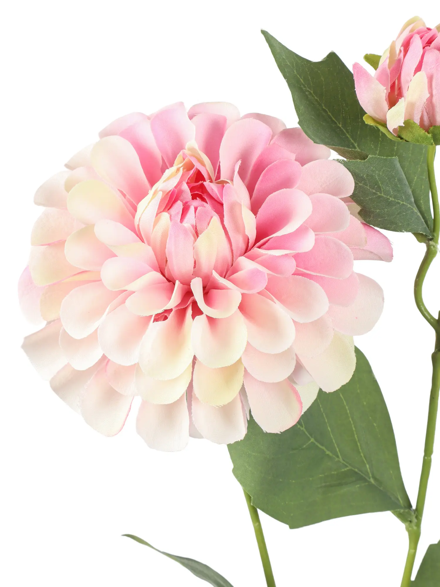 Realistische nepdahlia Roze Wit met een totale lengte van 67cm voor boeketten met kunstbloemen.