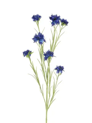 Kunst Korenbloem Donkerblauw met 7 bloemen.