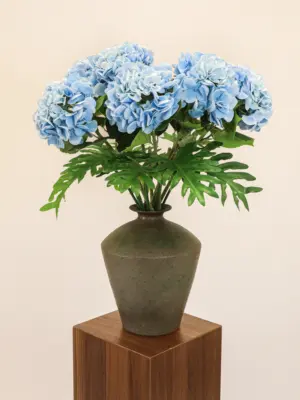 Kunstbloem Hortensia Blauw in vaas.