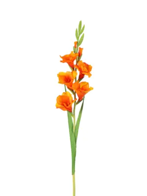 Kunstbloem Gladiool Oranje met open en gesloten kelken.