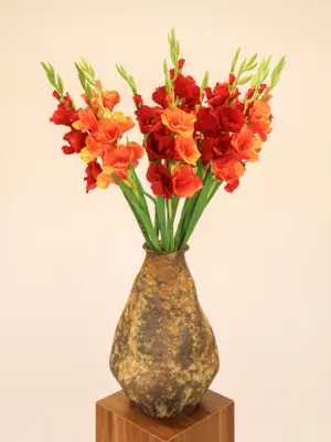 Kunstbloem Gladiool Rood in vaas.