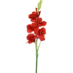 Kunstbloem Gladiool Rood met open en gesloten kelken.